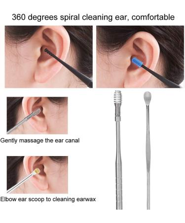 Stainless Steel Ear Wax Picker Kit - 9pcs Spiral Design for 360 Degree Cleaning - Buy Online on GoSupps.com