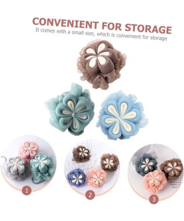 Buy Hemoton 3pcs Bath Ball & Flower Sponges - Premium Shower Loofah Body Scrubber for Comfortable Skin Care - International Shipping Available - Buy Online on GoSupps.com