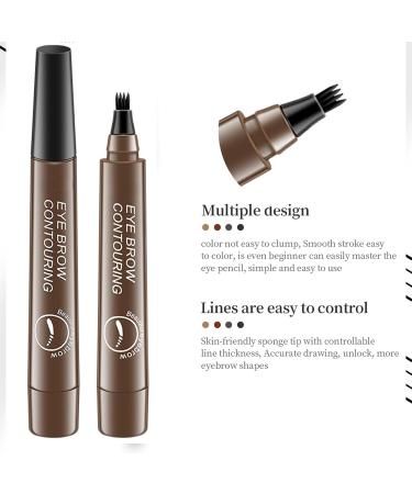 2PCS Whimsyard Eyebrow Pencil - Upgraded Microblading Effect Eyebrow Pen Four Forks Water Eyebrow Pencil Waterproof Eyebrow Pen for Hair-Like Natural Brows Last All-Day (Dark Brown) - Buy Online on GoSupps.com