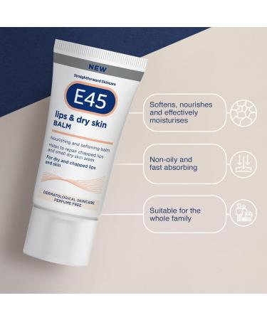 E45 Lips & Dry Skin Lip Balm - Moisturizing Natural Treatment for Dry, Cracked Lips & Skin - Enriched with Vitamin E - 30ml - Buy Online on GoSupps.com