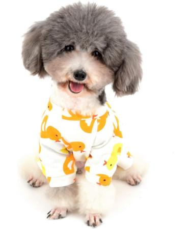 Zunea Soft Cotton Overall for Small Dogs - Enchanting Yellow Duck Romper Pajama Clothing for Pets & Puppies (Pack of 1) - Buy Online on GoSupps.com