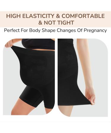 Bosaen Maternity Shapewear: Non-Rolling High Waist Mid-Thigh Underwear for Belly Support - M Black - Buy Online on GoSupps.com