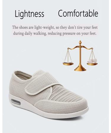 ZGDG Women's Wide Width Diabetic Shoes for Swollen Feet - 8 Wide 012-Beige - Buy Online on GoSupps.com