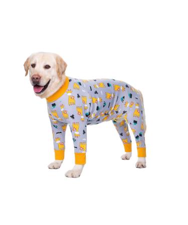 Bt B r Big dog clothing elastic pet onesie protect joints anti-hair anti licking wound protection pet pajamas dog overall for medium large dogs (5xl gray giraffe) 5xl gray giraffe