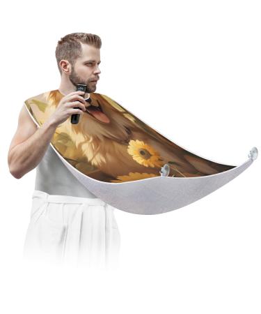 Beard Bib Apron Happy Dog Beard Hair Catcher for Men Shaving Fathers Day Anniversary Christmas Gifts for Dad Husband Beard Bib with 2 Suction Cups