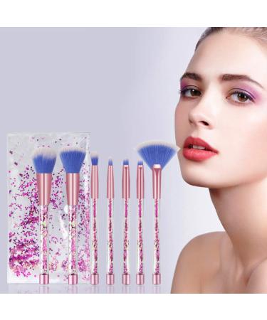 7PCS Glitter Quicksand Handle Makeup Brush Set with Case - Pink Purple Cosmetic Brushes - Buy Online on GoSupps.com