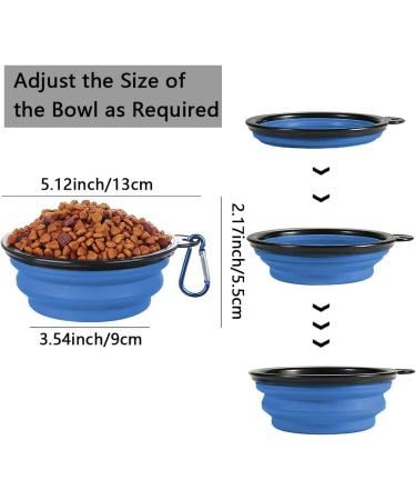 JVHLOV 350ml Foldable Travel Dog Bowl Set - Portable Silicone Drinking Bowls for Cats & Dogs with Carabiners | Ideal Pet Accessories for Travel - Buy Online on GoSupps.com