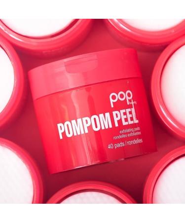 POMPOM Peel | 40 Pre-Soaked Exfoliating Peel Pads Renewing Purifying Brightening Smoothes Pomegranate Witch Hazel Glycolic Acid Arginine Uncomplicated Skincare