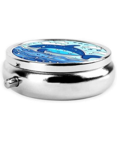 Small Whale Swimming Round Pill Box | 3 Compartment Portable Travel Organizer for Purse & Pocket - Buy Online on GoSupps.com
