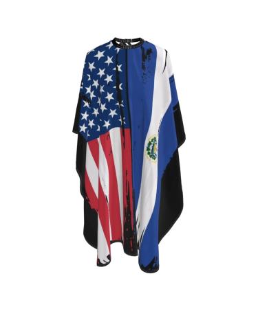 Usa El Salvador Flag Salon Barber Cape - Professional Hairdressing Waterproof Hair Cutting Cape With Adjustable Snap Closure-Haircut Apron For Hair Stylist And Home Use-55''X66''