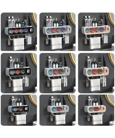 Arinal Wall-Mounted Toothbrush Holder Set with Toothpaste Squeezer & 4 Cups - Bathroom Organizer for Toothbrushes Shavers & Facial Cleansers (Color A) - Buy Online on GoSupps.com