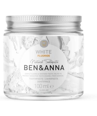 Ben & Anna Trio Fluoride Toothpaste - Orange White & Strawberry | Natural Vegan Whitening Toothpaste | Sustainable Glass Packaging | 100g Bio Cosmetic - Buy Online on GoSupps.com
