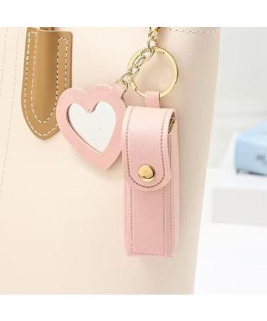 Mini keychain with lipstick case heart-shaped lipstick case mirrored lipstick holder travel keychain - Buy Online on GoSupps.com