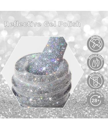 Reflective Glitter Gel Polish Set - Holographic Sparkly Nail Polish - UV LED Soak Off Gel in 6 Colors - Buy Online on GoSupps.com