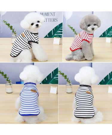 Voarge Summer Dog T-Shirt - Soft Cotton Striped Pet Tank Top for Small & Medium Dogs - Chihuahua Clothing in Red (Large) - Buy Online on GoSupps.com