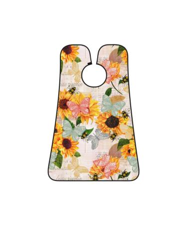 Sunflower Newspaper Beard Bib Butterfly Bee Beard Hair Catcher Non Stick Grooming Cloth for Shaving and Trimming Salon Cape Apron Gifts for Men