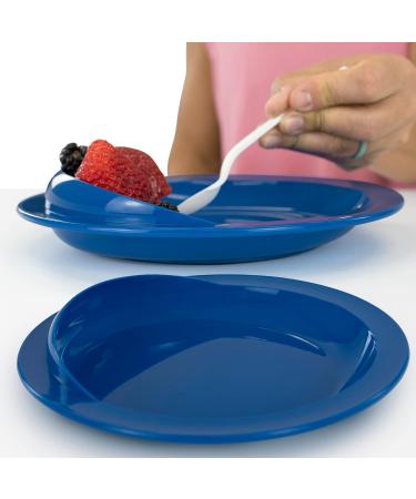 Spill Proof Scoop Plate and Bowl Non Skid Padded Bottom Adaptive Self Feeding Dinnerware for Elderly Disabled - Buy Online on GoSupps.com