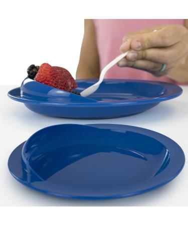Spill Proof Scoop Plate with Non-Skid Suction Base Adaptive Self-Feeding Dinnerware for Elderly Disabled(2 pcs)