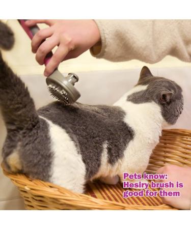 Hesiry Cat Brush - Pet Shedding & Grooming Tool | Removes Loose Undercoat | Slicker Brush for Matted Hair | Self Cleaning Button | Pink - Buy Online on GoSupps.com