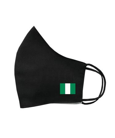 SET OF 4 X Nigerian Flag Cotton Face Mask Protective Covering Washable Reusable Breathable Cover Nigeria Mask Black 14.5 cm x 13 cm