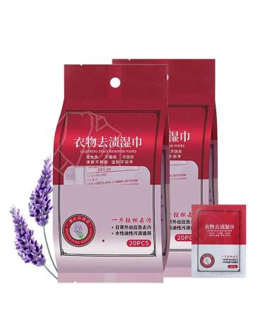Clothes Stain Removal Wipes Stain Removal Wet Wipes Clothes Oil Stain Remover Laundry Stain and Spot Remover Instant Stain Removing Wipes Individual Wrapped Cleaning Wipes For Clothes 2PCS