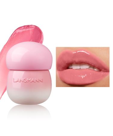 Pudding Glow Lip Balm Moisturizing Jelly Lipstick Creative Cute Little Mushroom Jar Lip Gloss Hydrating Lip Care Tint with Glossy Finish Waterproof Non-stick Jelly Lipstick (# 01)