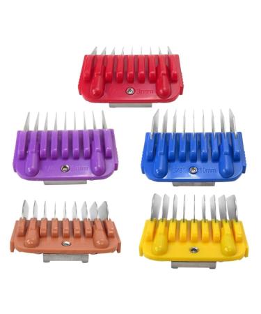 Professional Animal Stainless Steel Comb Set - 5 Color Guide for 10#/15#/30# Blades | Compatible with Andis Oster A5 Wahl KM | Adjustable Cutting Length 3mm-16mm - Buy Online on GoSupps.com