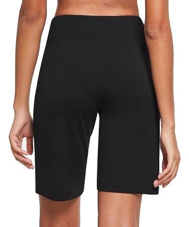 Baleaf Women's Bermuda Long Shorts - Black, Large | High Waisted Athletic Shorts for Casual Summer Running - Quick Dry & Knee-Length - Buy Online on GoSupps.com