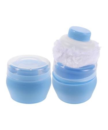 Lot de 2 Bo tes de Poudre avec Houppette Bleue Ciel R cipient Portable pour Poudre Corporelle B b tui Compact et L ger pour Rangement et Application Douce en Voyage