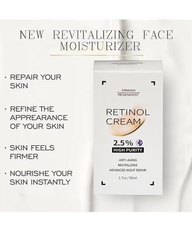 Orwish 2.5% Retinol Cream Moisturizer with Hyaluronic Acid and Vitamin E - Anti Aging Day and Night Face Moisturizer for Wrinkles, Neck Firming, and Smoothing - Buy Online on GoSupps.com
