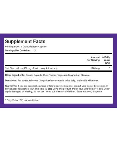 Piping Rock Tart Cherry Extract Capsules 2400mg | 100 Count | Non-GMO Gluten Free Supplement - Buy Online on GoSupps.com
