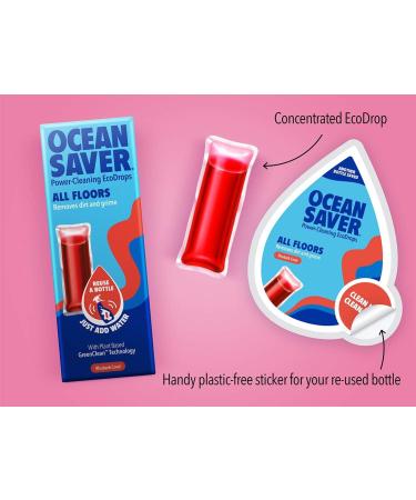 OceanSaver All Purpose Floor Cleaning Spray Starter Kit - Rhubarb Coral Scent | Plant Based & Cruelty-Free | 3 Refills, 1 Prevented Ocean Plastic Bottle | Eco-Friendly Floor Cleaner - Buy Online on GoSupps.com