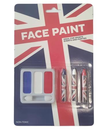 PMS Union Jack Face Paint & Crayons Red White & Blue Queens Jubilee Fancy Dress Party