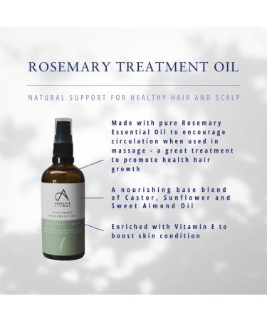 Absolute Aromas Rosemary Hair & Body Treatment Oil 100ml - with Pure Rosemary Essential Oil Castor Sunflower & Almond Oil in Glass Bottle - Buy Online on GoSupps.com