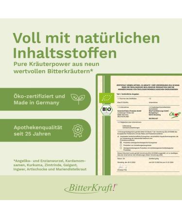 Original Organic Bitter Drops | Bitterkraft 4x200ml - High-Dose Vegan Herbal Elixir by Hildegard von Bingen | 100% Natural No Additives Made in Germany - Buy Online on GoSupps.com