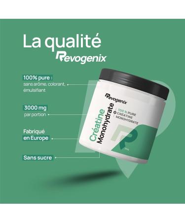 Cr atine Monohydrate Pure | 83 Portions | Prise de Masse Force Explosivit R sistance Musculaire et R cup ration | Pre Workout Musculation | 100% Vegan | 250g | Revogenix - Buy Online on GoSupps.com