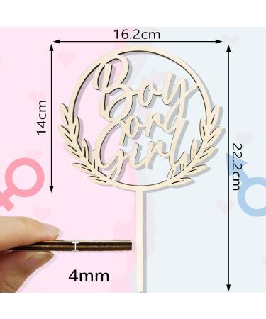 Gender Reveal Cake Topper - Wooden Boy or Girl Decoration for Baby Shower & Party - Buy Online on GoSupps.com