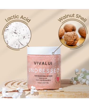 Vivalui Undressed Exfoliating Facial Scrub with Lactic Acid - Gentle Daily Exfoliator for Clear Smooth Hydrated Skin | 2oz & 8oz - Buy Online on GoSupps.com