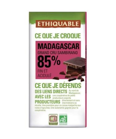 ETHIQUABLE Dark chocolate 85% organic Madagascar - The tablet of 100g