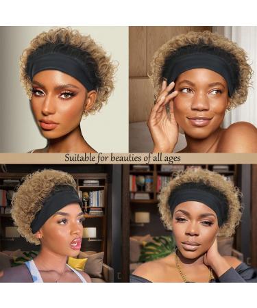Short Curly Headband Wig for Black Women | Ombre Blonde Pixie Cut 6 Inch Human Hair Wig - OT27 - Buy Online on GoSupps.com