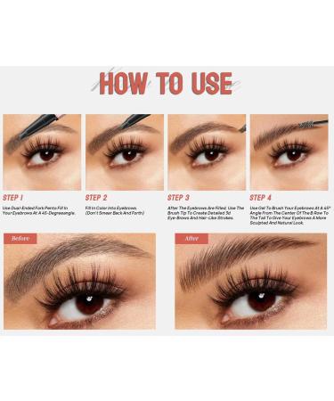  DASAWADA 2 in 1 Eyebrow Pencil & Gel with 4 Tips Tip Eyebrow Contour Pencil Natural Makeup (01# Light Brown) - Buy Online on GoSupps.com