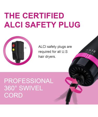 Professional 4-in-1 Hot Air Brush & Hair Dryer Styler - Pink | Negative Ion Anti-Frizz Technology | Mothers Day Gift - Buy Online on GoSupps.com