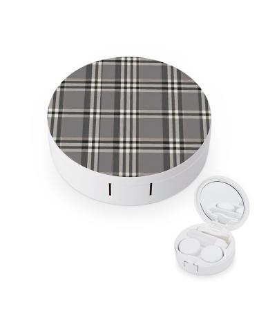 Contact Lens Case Gray Plaid Lines Portable Travel Contact Lens Box Contact Lens Storage Box