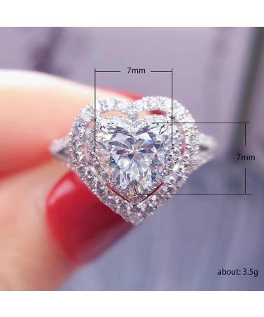 Vsoruln 925 Sterling Silver Diamond Heart Ring | 18K Gold Cocktail Ring | Cubic Zirconia Wedding Band for Women - Buy Online on GoSupps.com