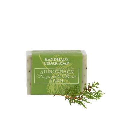 Adirondack Fragrance & Flavor Farm ADK Natural Cedar Soap Bar 4 oz. Handmade Organic Olive Oil Soap Vegan Antioxidant Body Soap for Moisturizing Men Women & Babies with Dry and Sensitive Skin