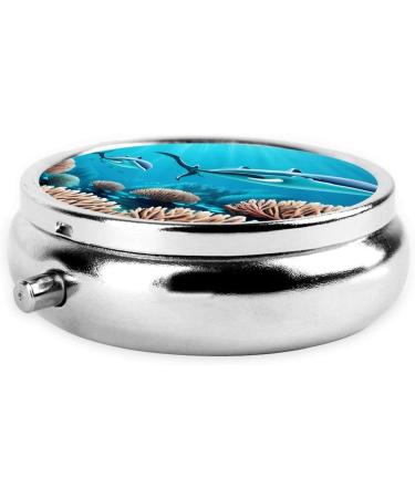 Deep Sea Whales Round Pill Box - 3 Compartment Travel Organizer for Pills | Portable Travel Pill Case - Buy Online on GoSupps.com