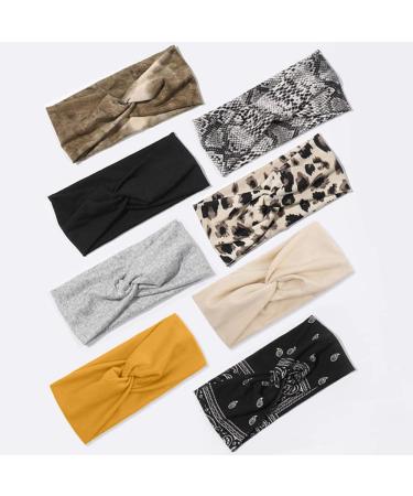 Terse frontal ligaments women hair tires wide hair bands elastic boho yoga twist hairdress sport turbane hair band girls hair wrap for women (boho headband sets)