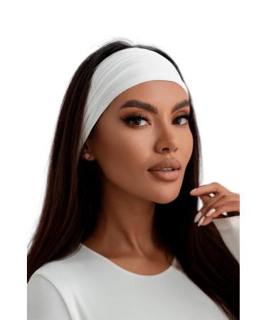 Bodya Headband Women Wide Elastic Soft Hairband Hairband Banda Bone White
