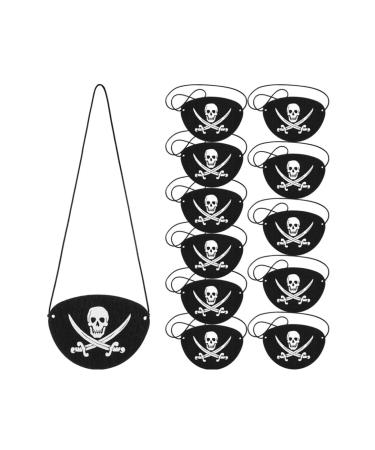 12Pcs/Set Pirate Eye Patches Eye Skull Eye for Halloween Party Decor Christmas and Children Party Black Skeleton