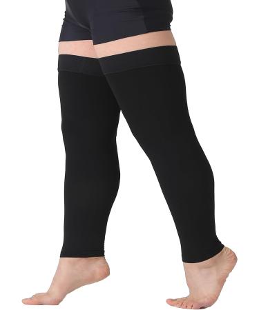 TOFLY Opaque Thigh High Compression Stockings 20-30 mmHg Firm Support - Silicone Band, Footless Sleeves for Varicose Veins & Edema - Black, L - Buy Online on GoSupps.com